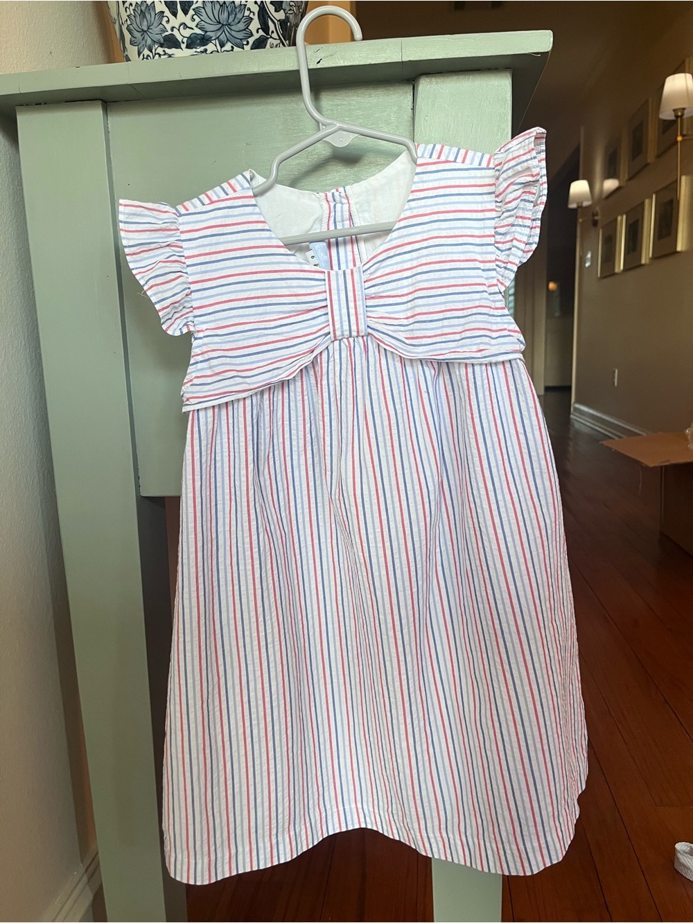 Bella Bliss Girls' Red & Blue Striped Dress